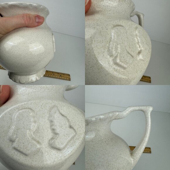 Vtg Pfaltzgraff Pitcher Speckled Cream Off White Cottage Farmhouse Colonial - Picture 5 of 17